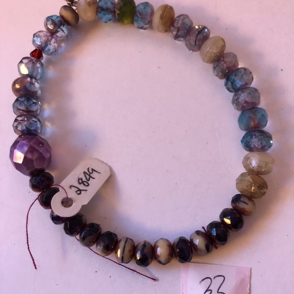 Joan R. Brownstein Jewelry - Faceted Bead Bracelet in purple, blue, amber (#33)